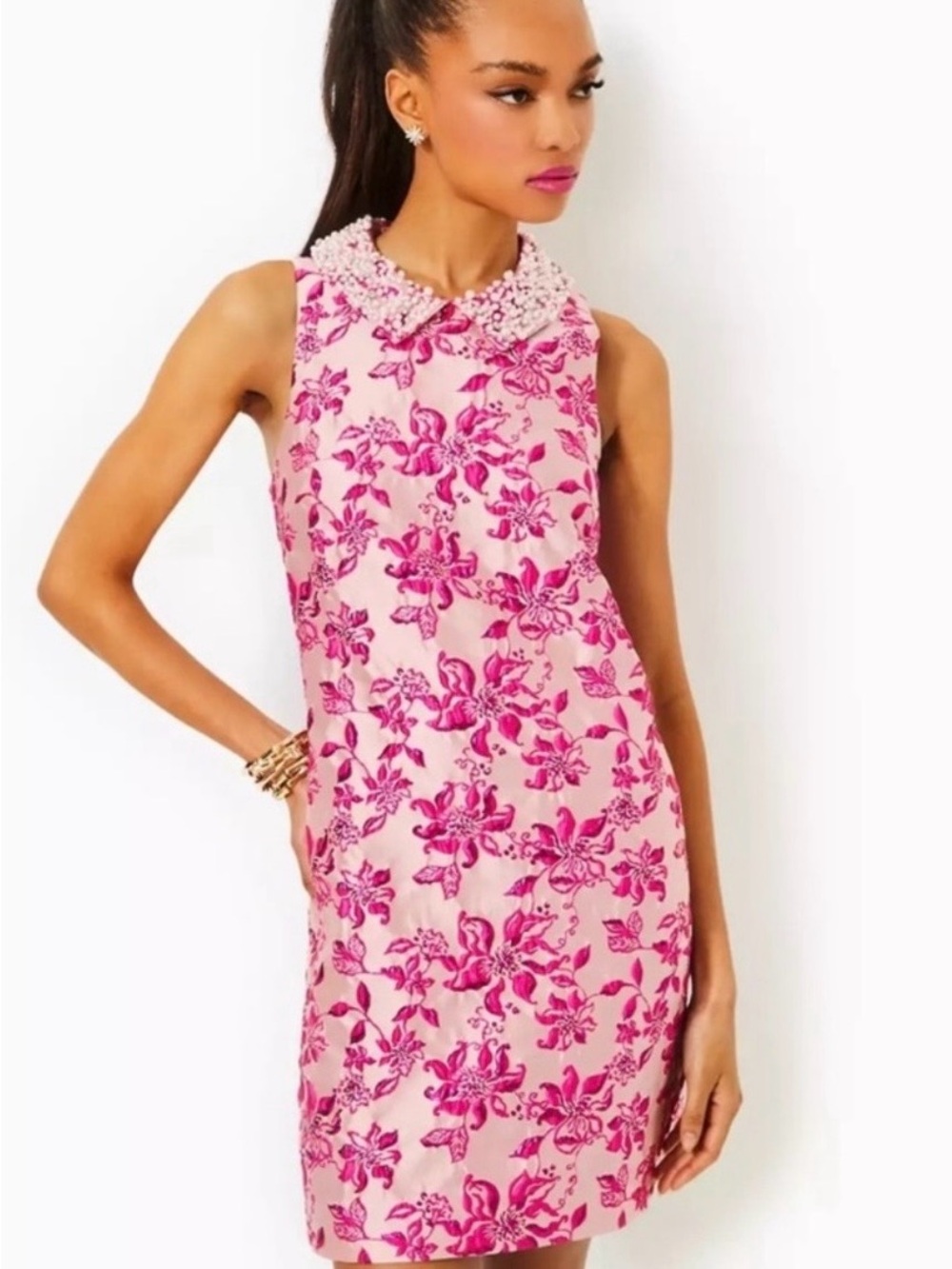 NWT Lilly Pulitzer Kelliana Shift Passion Fruit Pink Pearl-Collar Dress